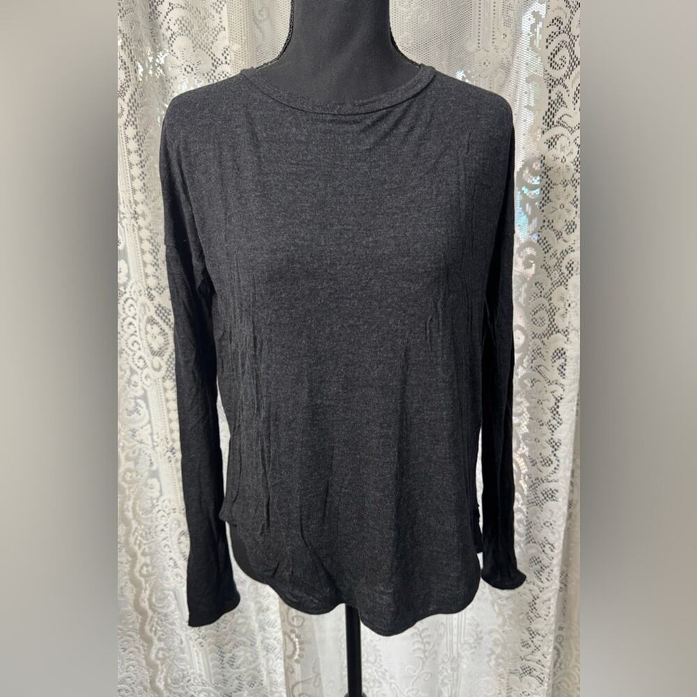 Wilfred Aritzia Women Sz S Dark Gray Cross Open Back Long Sleeve Top T Shirt Tee